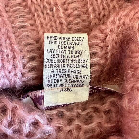 Women's M Free People Cowl Neck Sweater Rose Quartz Chunky Knit Lightweight - Picture 5 of 5